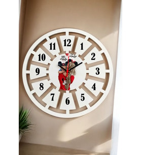 Anne Bebek Duvar Saati 40cm (Beyaz)