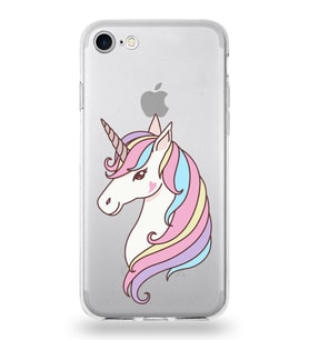 Apple iPhone 8 Uyumlu Kapak Unicorn Tasarımlı Şeffaf Silikon Kılıf