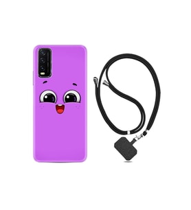 Vivo Y20 Kılıf Silikon Desen Boyun Askılı Purple Sweety 1717