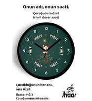 İsme Özel Yılbaşı Çocuk Odası Duvar Saati Orta Boy 30 cm Siyah Camlı Sessiz