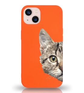 Apple iPhone 13 Uyumlu Lansman Kılıf Catface Tasarımlı Altı Kapalı İçi Kadife Kaplı Silikon Kapak (Şeffaf)
