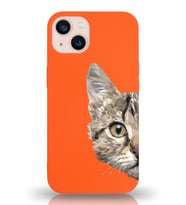 Apple iPhone 13 Uyumlu Lansman Kılıf Catface Tasarımlı Altı Kapalı İçi Kadife Kaplı Silikon Kapak (Şeffaf)