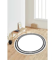 Dijital Baskılı Kaymaz Taban Yıkanabilir Yuvarlak Salon Halısı Koridor Halısı Paspas NDY-SD-299 (Beyaz)