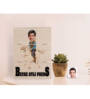 BK Gift Kişiye Özel Beyaz Atlı Prens Karikatürlü Otantik Masaüstü Ahşap Palet Çerçeve-3