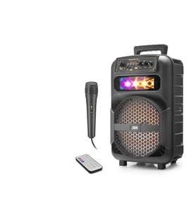 Karaoke Mikrofonlu Bluetooth Hoparlör Fm Radyo 10W 8 İnç Rgb Kumandalı Siyah JBR007