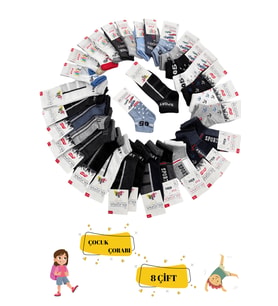 8'li Çocuk Patik Okul Çorabı Mix Desen (Karışık)