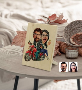 BK Gift Kişiye Özel Sevgililer Karikatürlü Dekoratif Ahşap Çerçeve Model 97
