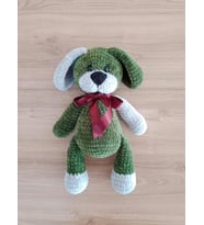 Kurdelalı Yeşil Şirin Köpek Amigurumi Organik Oyuncak