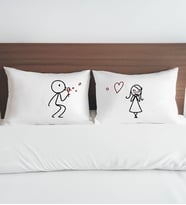BK Gift Sevgili Tasarımlı Pamuklu 2’li Yastık Kılıfı Seti-2 50x70cm, Sevgiliye Hediye, Ev Hediyesi, Tasarım Ev Tekstili