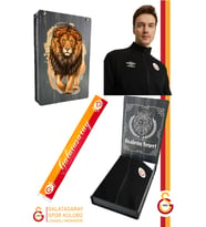 Galatasaray Orijinal Lisanslı Dik Yaka Fermuarlı Siyah Sweat Hediyelik Ahşap Kutulu (Beyaz)