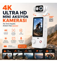 4K Ultra HD Mini Aksiyon Kamerası 180° Döner Başlık 2.0 İnç IPS Vlog Kamerası