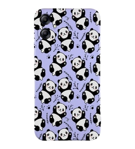 Samsung Galaxy A04e Uyumlu Lansman Kılıf Panda Tasarımlı İçi Kadife Kapak-Lila (Şeffaf)