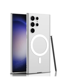 Vendas Samsung S23 Ultra Uyumlu Wireless Şarj Özellikli Kıpta Magsafe Silikon Kılıf (Gümüş)