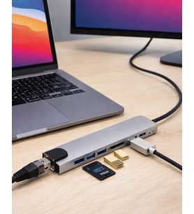 8 Port Type C Hub USB HDMI RJ45 SD TF Kart Okuyucu Çoklayıcı