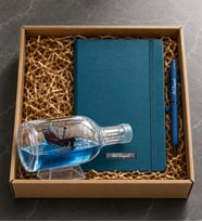 Kişiye Özel Turkuaz Kalem & Turkuaz Touchpen & Batmayan Gemi Şişe Tasarımlı Led Işıklı Masaüstü Kalemlik Hediye Seti, Ofis Hediyesi