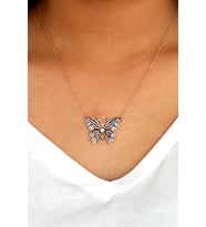 Kelebek Tasarım Zirkon Kadın Gümüş Kolye