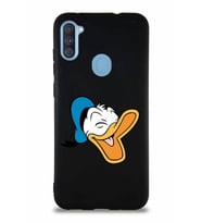Samsung Galaxy A11 Soft Premier Kapak Donald Duck-E Tasarımlı Silikon Kılıf - Siyah (Şeffaf)