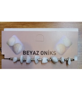 Doğal Taş Ayarlanabilir Beyaz OniksTaşı Bileklik