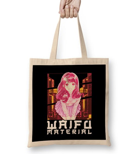 Waifu Material Anime Girl Japanese Cute Kawaii Bez Çanta Uzun Saplı