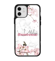 iPhone 12 - 12 Pro Uyumlu Mermerli Sakura Tasarımlı Glossy Telefon Kılıfı