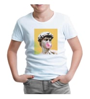 Michelangelo - David Behind Bubble Gum Beyaz Çocuk Tshirt
