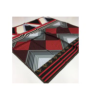 Geometrik Desen Black Seri Twill Eşarp Eşarp Askısı ile Birlikte 90x90 cm Siyah 