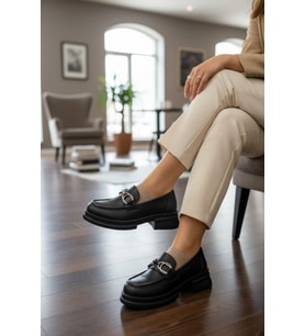 Enoch Kadın Gümüş At Nalı Tokalı Comfort Tabanlı Maskülen Loafer