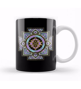 Golden Sri Yantra Sri Chakra in Pastel Lotus Kupa Bardak Porselen