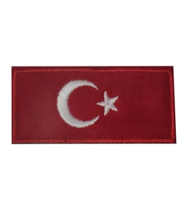 Single Sword Nakış Bayrak Patch - Peç 7 Cm X 3,5Cm KIRMIZI