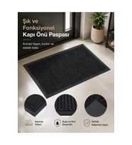Kapı Önü Paspası Nem Alıcı Toz Alıcı Uv Dayanıklı Kaymaz Taban Siyah 45x70cm