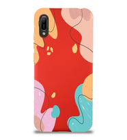 PrintiFy Huawei Y6 2019 Uyumlu Lansman Kılıf Karışık Renkler Tasarımlı İçi Kadife Kapak (Kırmızı)
