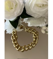Özel Kutusunda Hediye Paketiyle Gold 1cm Iri Halkalı Çelik Zincir Bileklik 20cm
