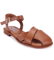 Dagoster DZA07-60216243 Taba Günlük Ortopedik Deri Spor Kadın sandalet