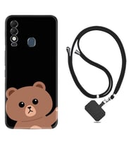 Tecno Spark 8T Kılıf Resimli Boyun Askılı İpli Desenli Silikon Series Hello Bear 1905