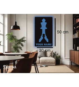 Destina Ahşap Satranç - 2 Temalı Kişiselleştirilebilir Led Tablo - 30cm*50cm