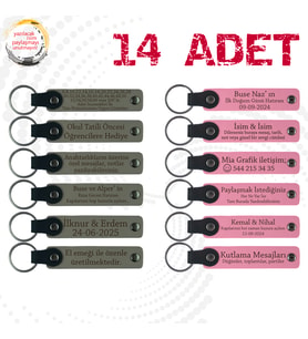 K Gri & Pembe, 14’lü Set, Kişiselleştirilebilir Anahtarlık, Kurumsal Seminer Katılımcılarına Hediye
