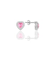 Gümüş rodyumlu pırlanta modeli pembe zirkon taşlı kalp küpe SGTL10051PEMBE