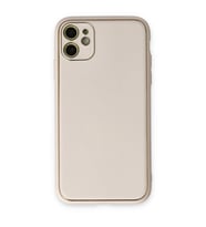Apple İphone 12 Kılıf Coco Deri Silikon Kapak - Beyaz