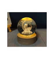 Işıklı Cam Küre, Unicorn Tasarımı, 6 cm Cap, Şık Dekoratif Parça (Krem)
