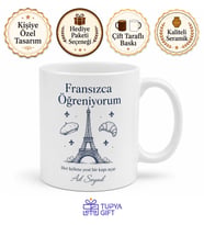 Fransızca Öğreniyorum Yazılı Kupa Bardak Dil Eğitimi Hediye Özel Tasarım