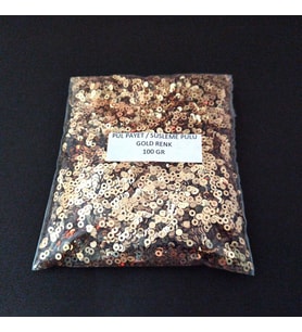 SÜSLEME PULU ORTASI DELİK GLİTTER TAKI VE TEKSTİL DİKİLEBİLİR SÜSLEME PULU 3 MM GOLD 100 GR