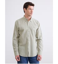 LCWAIKIKI Classic Yeşil Regular Fit Keten Karışımlı Erkek Gömlek