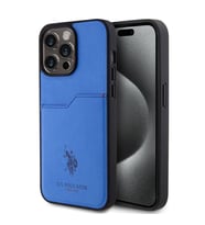 Apple iPhone 15 Pro Max Uyumlu Kılıf U.S. Polo Assn. Orjinal Lisanslı Baskı Logolu PU Kartlıklı Kapak (Mavi)