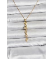 316L Çelik Gold Renk Deniz Temalı Y Model Zirkon Taşlı Kadın Kolye TJ-BKO11051