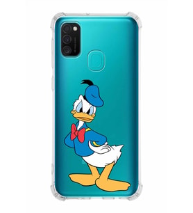 Samsung Galaxy M21  Köşe Korumalı Antişok Kapak Donald Duck Tasarımlı Şeffaf  Kılıf