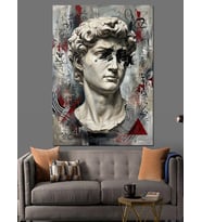 Michelangelo David Heykeli Modern Sanat Dekoratif Kanvas - Mdf Ahşap Tablo