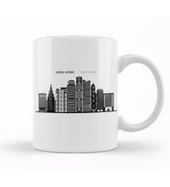 Hong Kong Skyline Outline Cityscape Travel Kupa Bardak Porselen