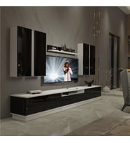 Decoraktiv Trendstyle 8DS Slm Tv Ünitesi Tv Sehpası - Beyaz Siyah (Siyah - Beyaz)