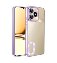 Coverzone Realme Note 50 ile uyumlu K?l?f Kamera Korumal? Logo G�steren Parlak renk kenar �izgileri ile ??k bir tasar?m Colored Z-Omega Kapak Lila