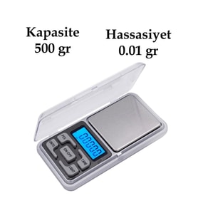 Drop Depom Dijital Hassas Elektronik Kuyumcu Cep Terazisi Tartı 500 gr / 0.1 gr (4172) (Silver)